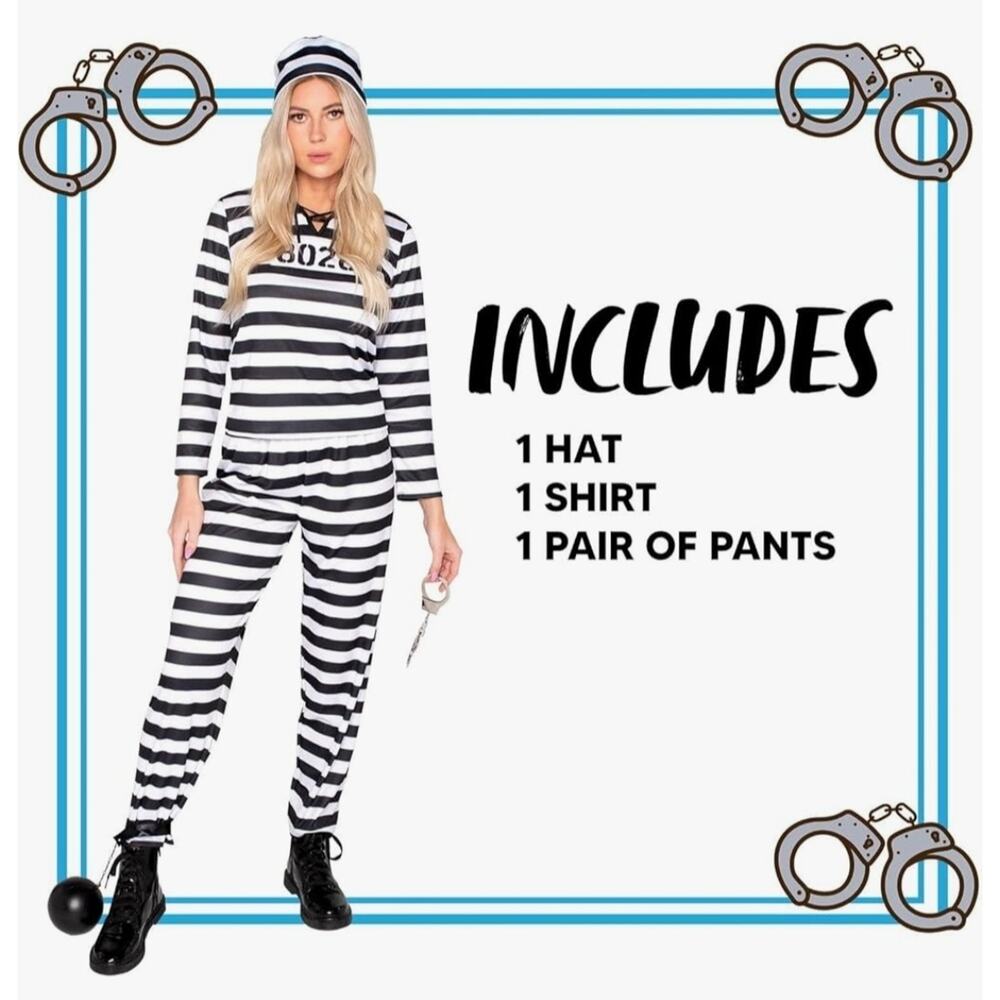 Spooktacular Creations Halloween Prisoner Costume, Women's Size Small - Picture 2 of 2